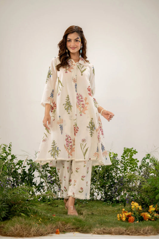 Ivory Floral Printed Coord Set
