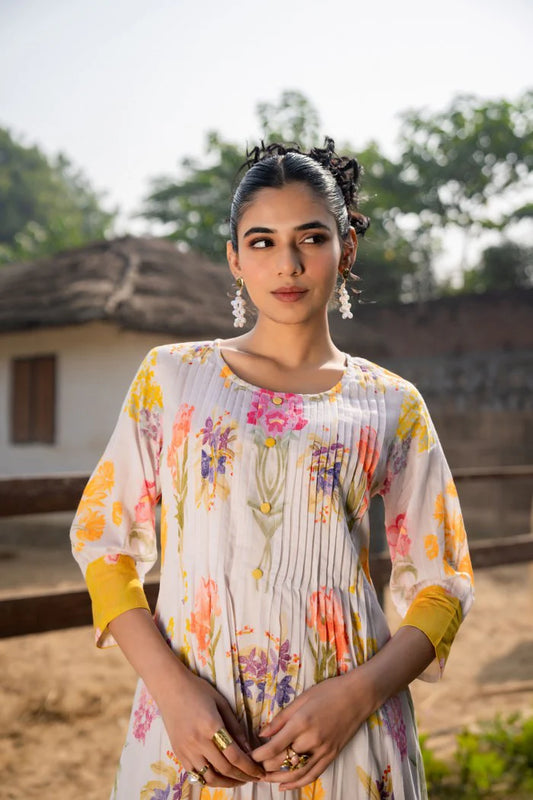 Vibrant Floral Cotton Kurta Set