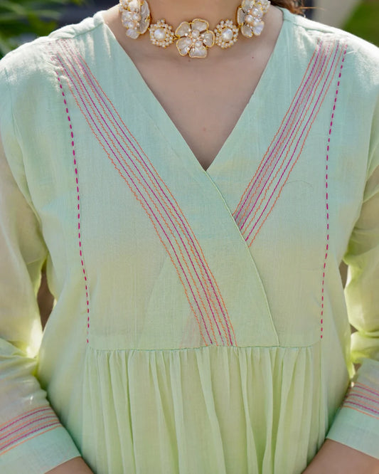 Mul Cotton Hand-Painted Kurta Set