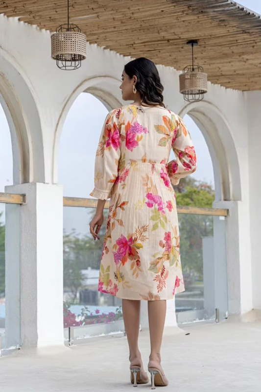 Ivory Bloom Mul Cotton Dress