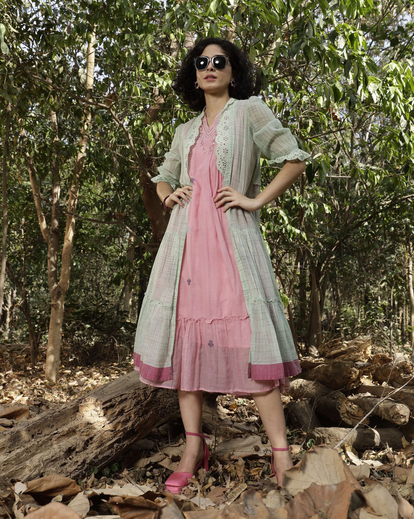 Pastel Muse Jamdani Dress & Jacket Set