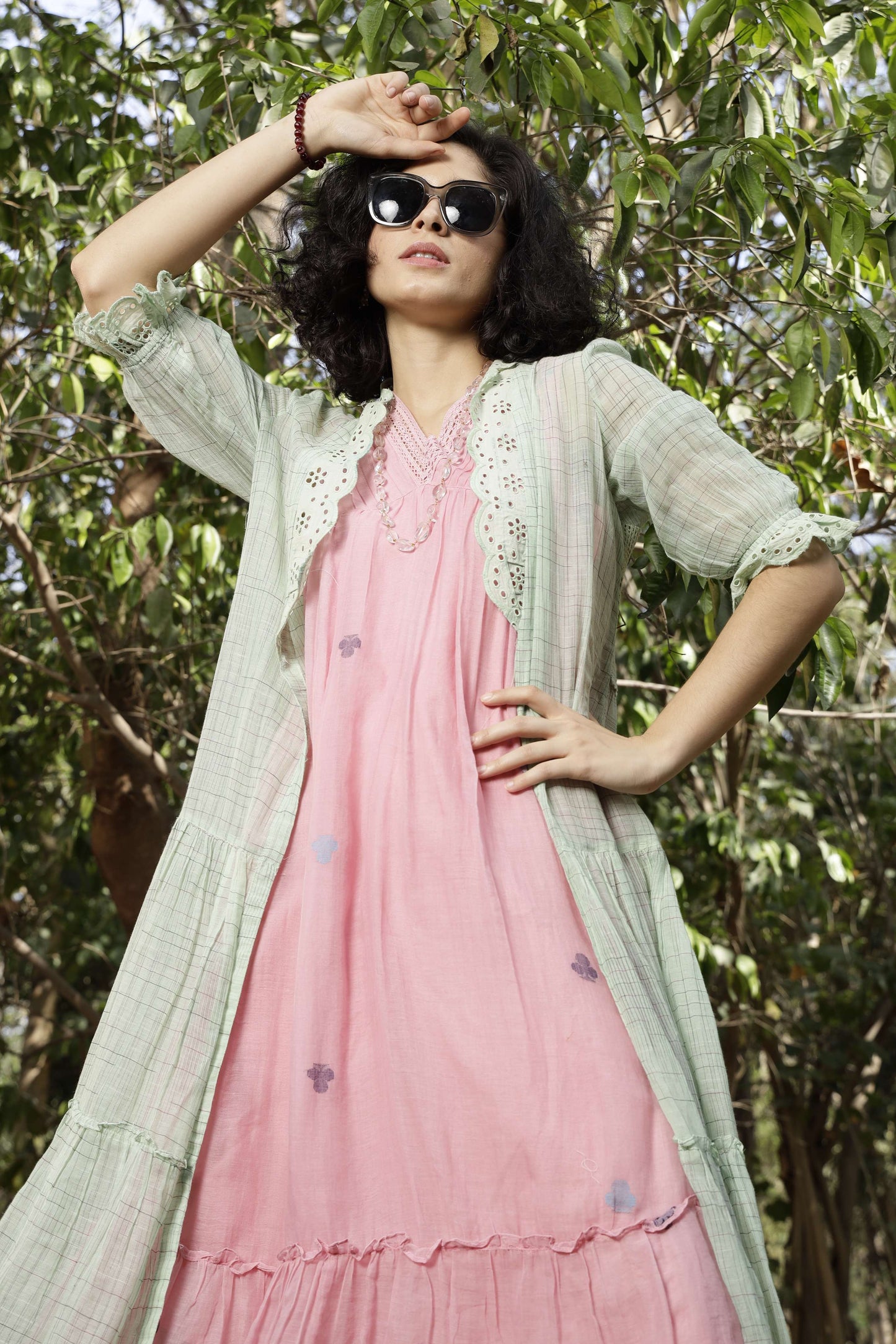Pastel Muse Jamdani Dress & Jacket Set