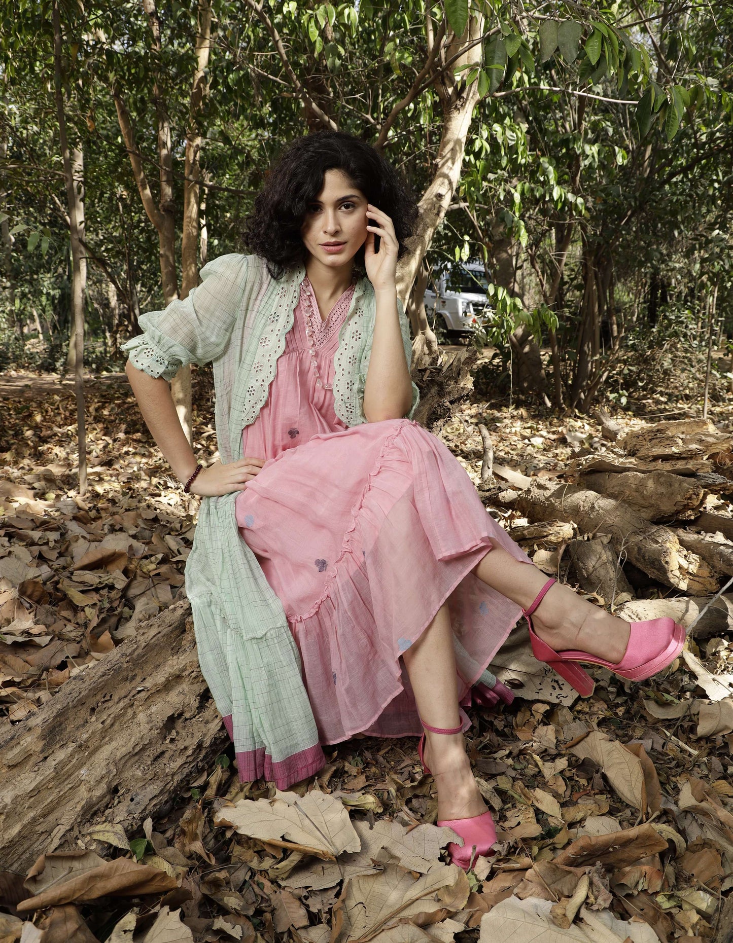 Pastel Muse Jamdani Dress & Jacket Set
