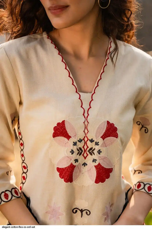 Elegant Cotton Embroidered Co-Ord Set