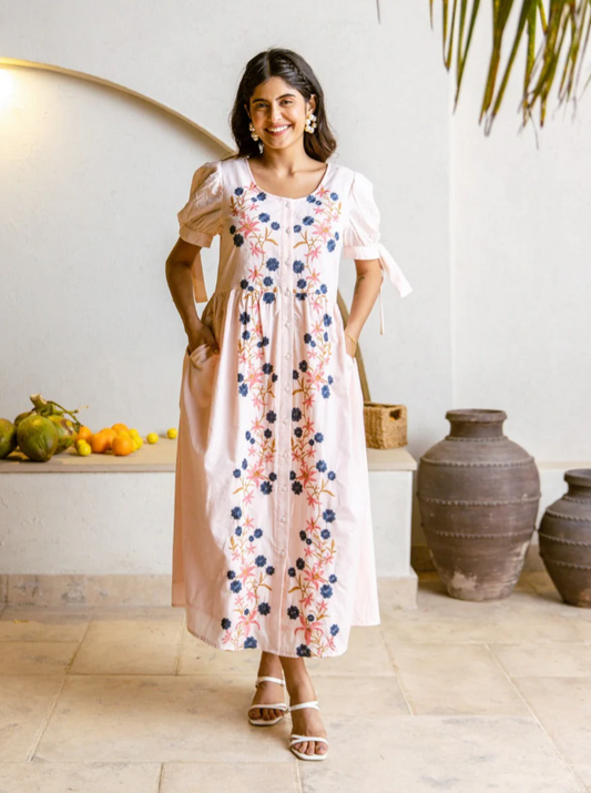 Peach Blossom Midi Dress