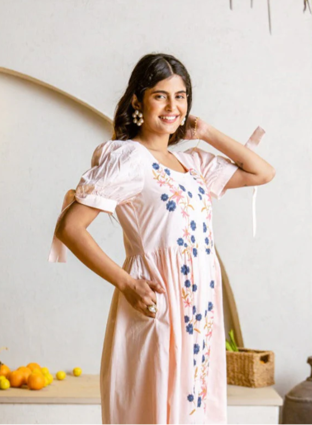 Peach Blossom Midi Dress