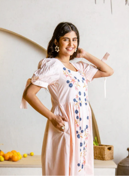 Peach Blossom Midi Dress