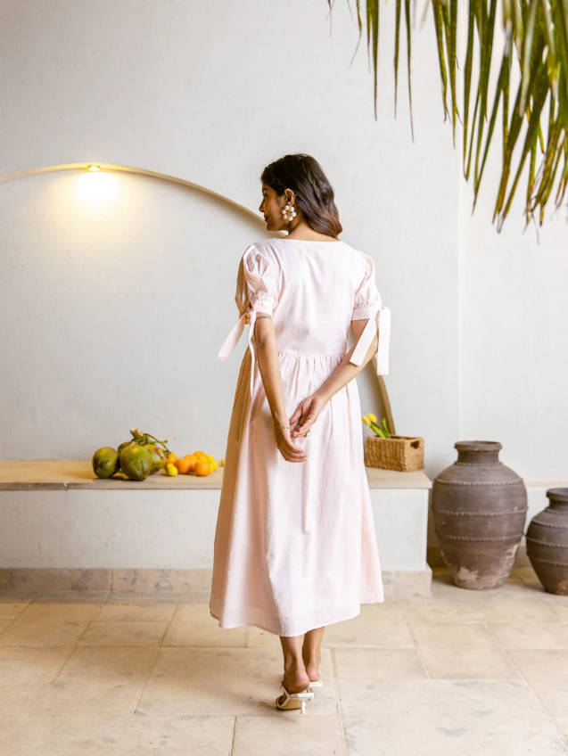 Peach Blossom Midi Dress