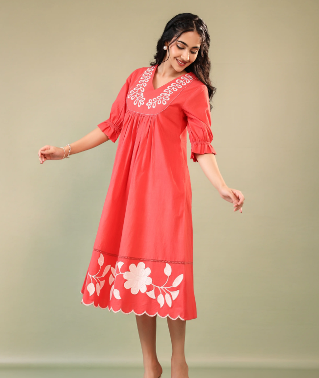 Red Embroidered Dress