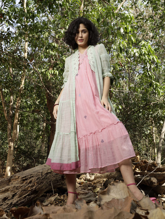Pastel Muse Jamdani Dress & Jacket Set